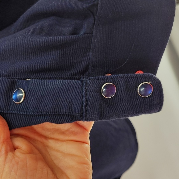 Schaefer Outfitters Pearl Snap Down Size XL navy Western Long Sleeve Shirt USA - Picture 10 of 11